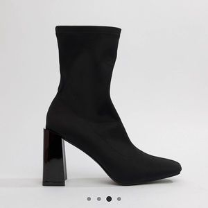 RAID Vernon black heeled stretch sock boots